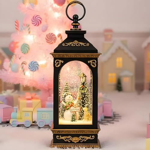 AYTPU 16.5" Snowman and Dog Snow Globe with Music 8 Songs, Auto Timer, USB/Battery Powered, Christmas Decor for Home, Gift for Pet Lovers