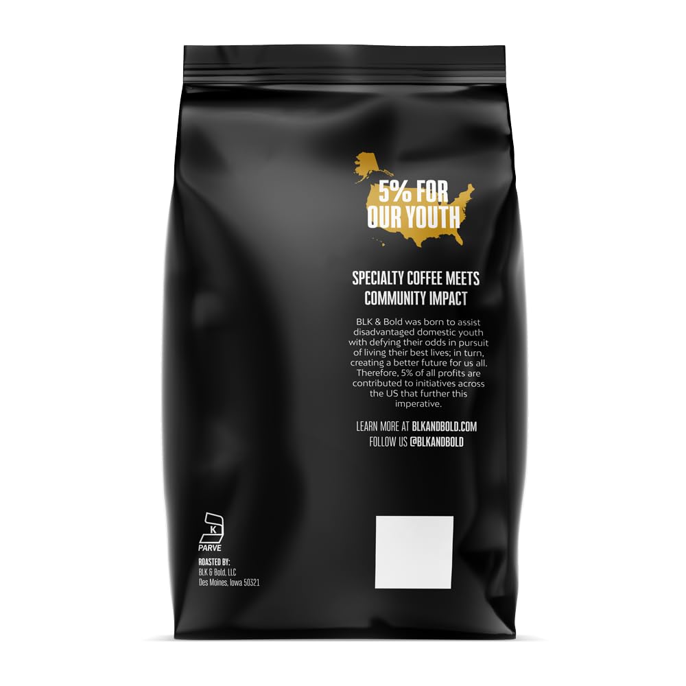 BLK & Bold Ground Coffee, Rise & GRND Medium Roast, 100% Arabica Coffee Beans, Toffee Lemon Nutty Notes, For Drip Coffee Maker, French Press & Coffee Pot, 2lb Bag