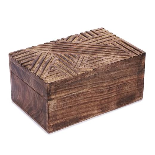 Ajuny Caja de almacenamiento multiusos para joyas de madera, diseño de punto cruzado, estilo vinatge