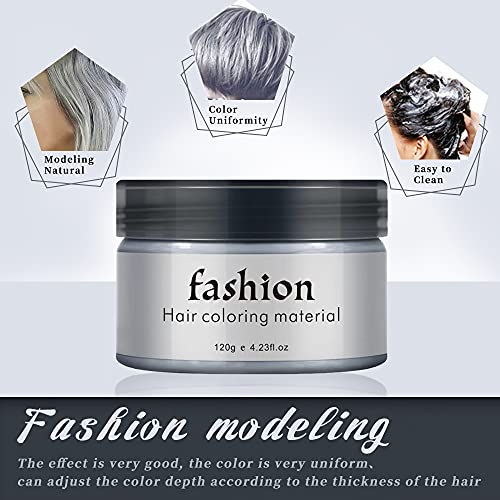 Foto von Haarfarbe Wachs Bartfarbe Temporäre Frisuren Creme, Haarwachs Unisex DIY Haarformung Cream Natürliche Matte Frisur für Party Cosplay Halloween,Grau