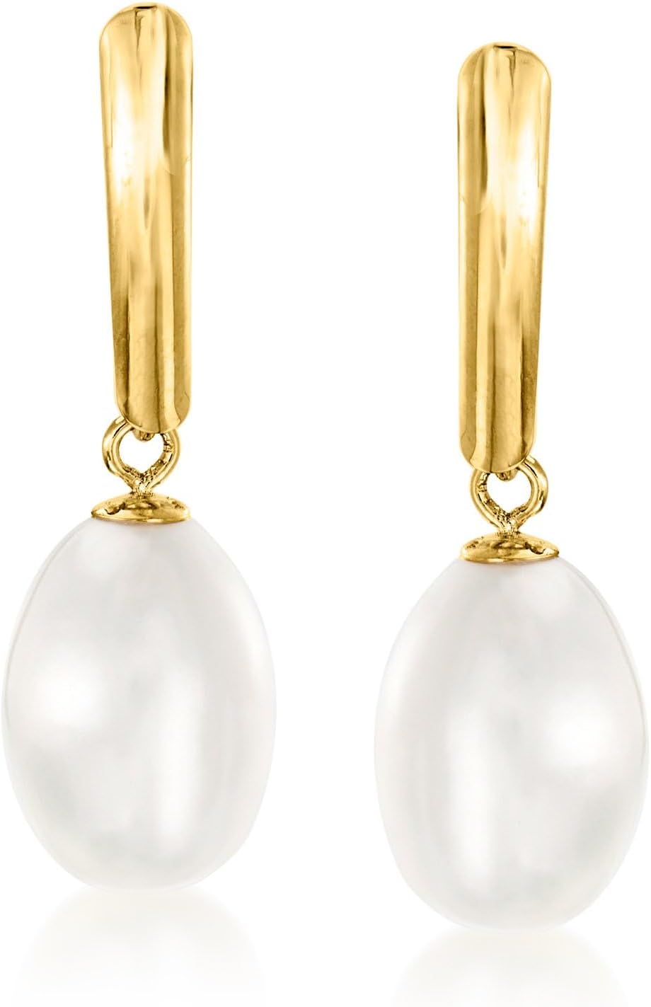 Ross-Simons 8.5-9mm Cultured Pearl Drop Earrings in 14kt Yellow Gold