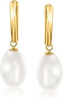 Ross-Simons 8.5-9mm Cultured Pearl Drop Earrings in 14kt Yellow Gold
