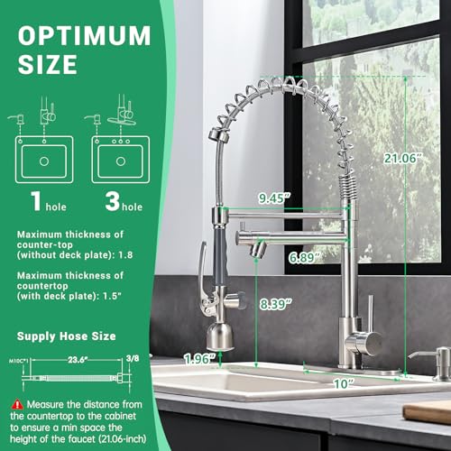 Image of Fapully Commercial Kitchen Faucets with Pull Down Sprayer Brushed Nickel