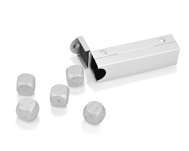 DS.DISTINCTIVE STYLE Aluminum Alloy Dice 5 Pieces 16mm Portable Metal Dices with Case 6 Sided Dice for Party Game