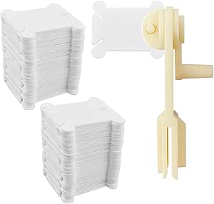 120 Pcs Plastic Floss Bobbins with Bobbin Winder for Cross Stitch and Sewing