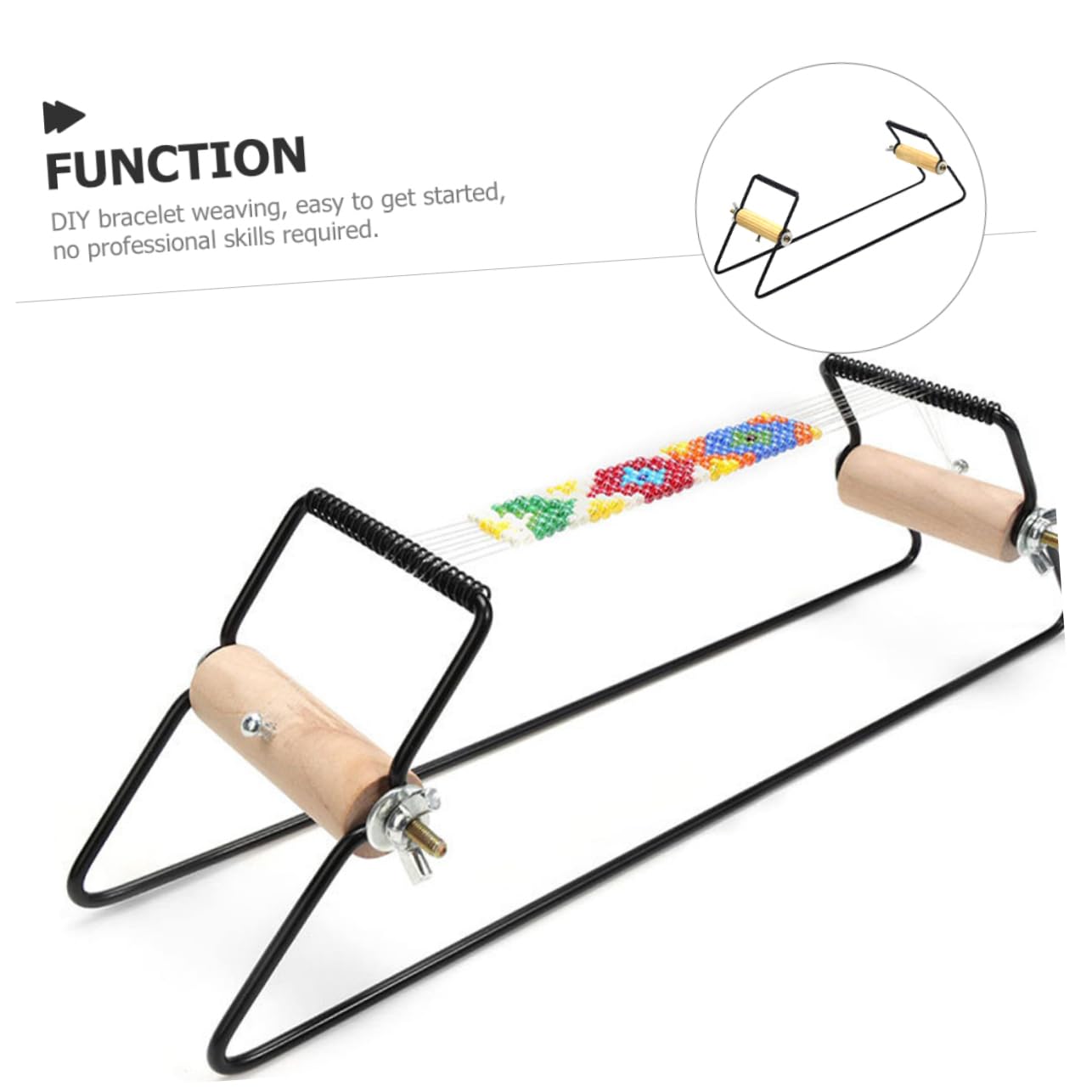 VILLCASE 5 Piezas suministros de bricolaje Colgante cuentas para pulseras hilos de bordar telar cesta craft brazalete accesorio de abalorios herramientas para tejer pulseras de madera Metal