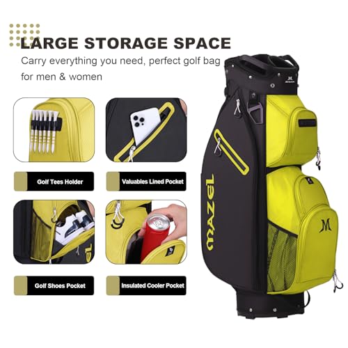 MAZEL Golf Cart Bag with 7-Way Full Length Dividers Top and 9 Pockets,Lightweight Golf Club Bag for Men & Women (Yellow Black) by MAZEL - Image 2