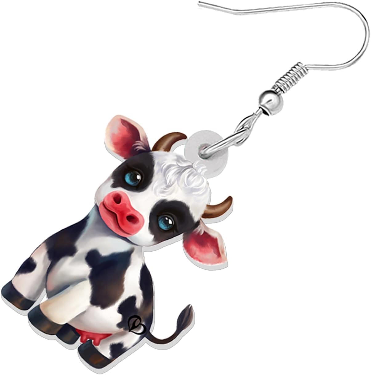 NEWEI Cute Acrylic Dairy Cow Print Earrings Dangle Farm Animals Jewelry for Women Gifts Charms - Image 4