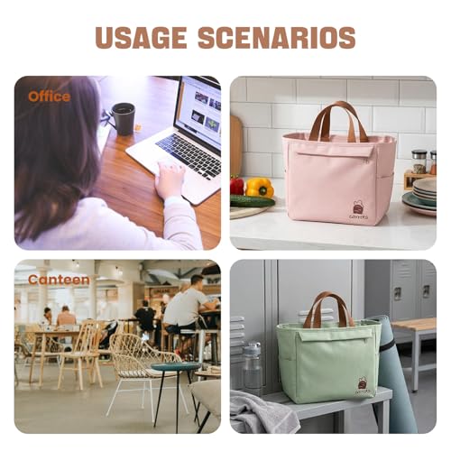 SUGMAILEY Premium Insulated Lunch Bag for Women, Small Reusable Lunch Box with Multiple Pockets, Cute Cooler Tote for Work Outdoor Picnic (Green)