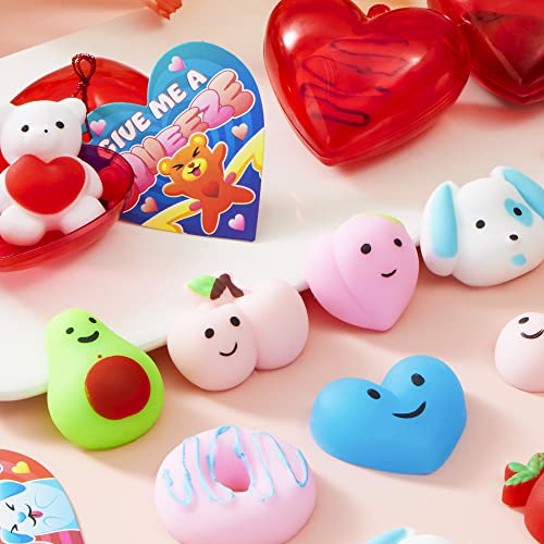 JOYIN 28 Packs Valentines Day Gifts for Kids, Classic Mochi Squishy Toy with Heart Valentines Day Cards for Kids School Classroom, Stress Relief Toy for Valentine Party Favors, Class Exchange Prize by JOYIN - Image 2