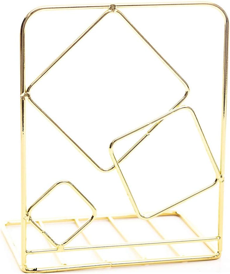 SIPLIV Creative Minimalist Style Bookends Metal Adjustable Books Holder Stand Book Rack Desk Bookend - Cude, Gold - Image 3