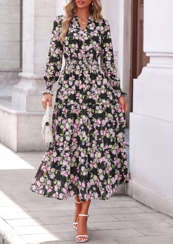 PRETTYGARDEN Women's Floral Maxi Dress Fall A Line Wedding Guest Dresses - image 8