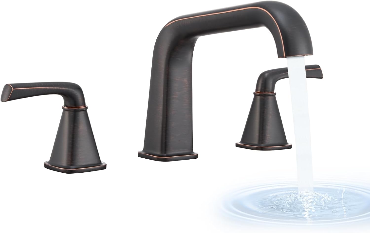 Roman Bathtub Faucet, High Flow Oil Rubbed Bronze Bath Tub Faucet 3 Hole with Valve, Hose, Brass Tub Faucet Set, 2 Handle Deck Mount Bathtub Faucet