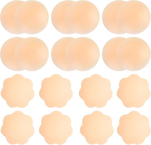 Nunibum 10 pares de fundas para pezones para mujeres, de silicona, invisibles, reutilizables, impermeables, adhesivas, pétalos, color beige, Beige