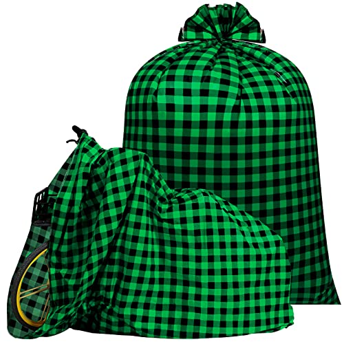 Teling 2 Pcs 80 x 60 in Jumbo Bike Gift Bags Christmas Extra Large Bicycle Plastic Gift Bags for Heavy Large Xmas Present(Green Black)