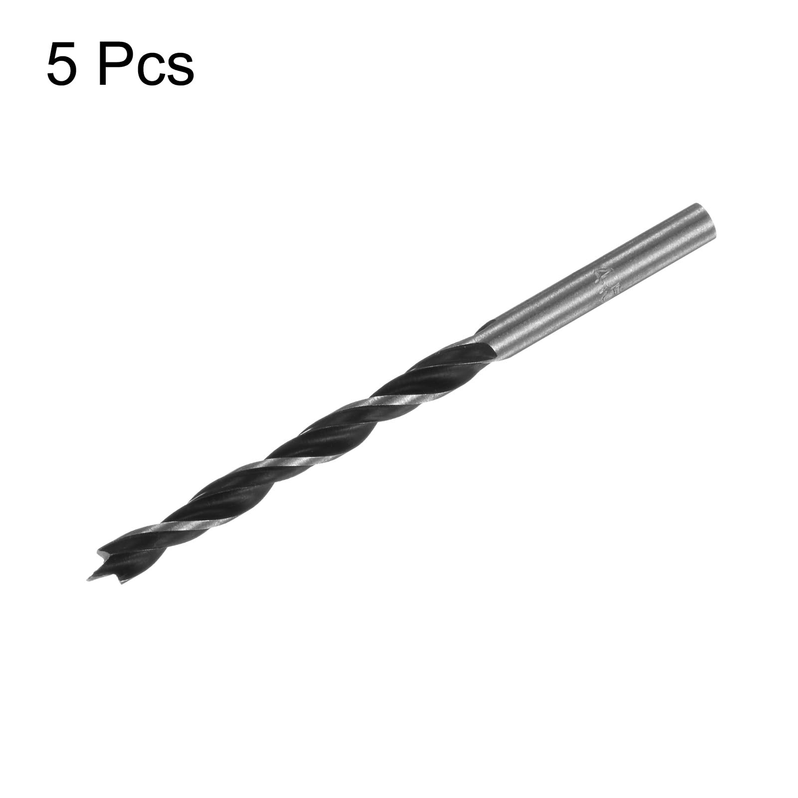 QUARKZMAN 5pz Punte Trapano Brad Point 4,5mm(11/64") Dia Dritto Acciaio Tondo Shank Trapano Metrico Brad Point 1,8" Profondità Foratura Trapano a Spirale per Legno Carpenteria Plastica Gomma