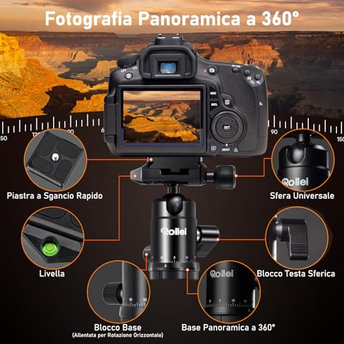 Treppiede Fotocamera Rollei Nero, Compact Traveler No. 1 Carbonio Treppiede Viaggio Leggero Con Supporto Per Telefono Per Sony Canon Nikon Dslr, Trepiede-Fotocamera-Carbonio-Cavalletto-Fotografico - 2