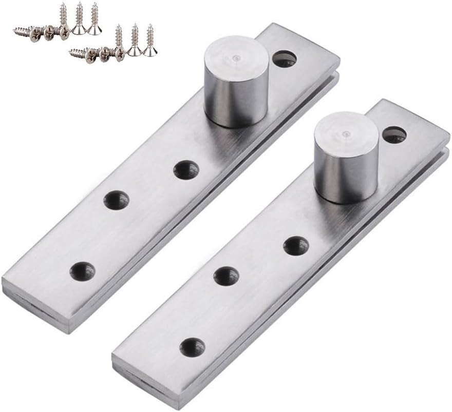 360 Degree Door Pivot Hinge, Tiberham 2Pcs Stainless Steel Rotation Hidden Door Centre Shaft Pivot Hinges, Heavy Duty Concealed Rotating Door Hinge with Fixing Screws (3 x 0.7 Inches)