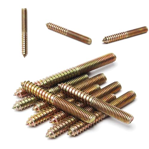 Image of M10x80mm Zinc Plated Carbon Steel Double Headed Hanger Bolts 3.15 inch Length Self Tapping Screw for Furniture Installation Bronze Tone 10Pcs
