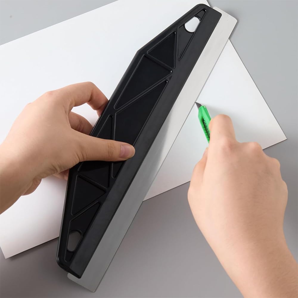 Spatola per Appendere Carta da Parati,Schermo Protettivo per Vernice in Acciaio Iinox da 30,4 cm Antiscivolo Dritto Bordo Vernice Carta da Parati Raschietto Multiuso Strumento per Prevenire Bolle