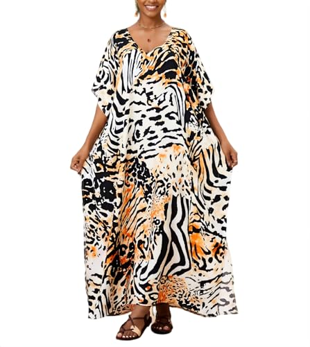 Image of Kaftan Dresses for Women Plus Size Bathing Suit Cover up Caftan Maxi Beach Dresses