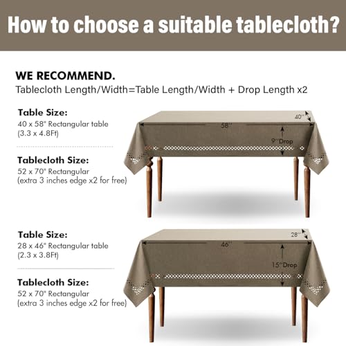 MIULEE Khaki Rectangle Linen Polyester Tablecloth with Decorative Cutouts Waterproof Stain Resistant & Shrink-Proof Table Cloth 52x70 inch Farmhouse Style for Dining Wedding Party and Outdoor Picnics by MIULEE - Used condition - Image 5