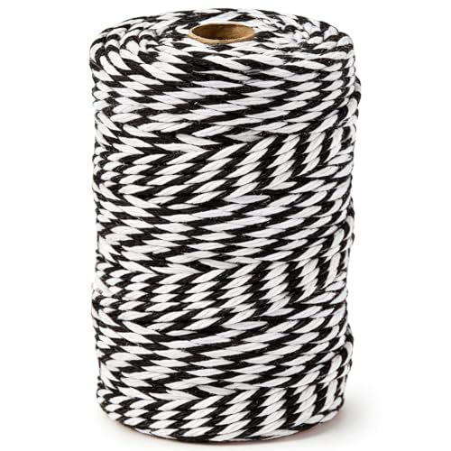 Image of SMART&CASUAL Black and White Cotton Twine, 700 Feet Natural Bakers String for Cooking, Crafts, Gift Wrapping, Butchers, Christmas and Wedding Decor