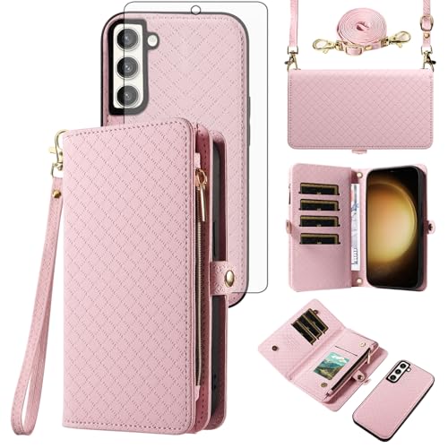 Coque Samsung S23 Plus Asuwish avec fermeture éclair et protège-écran en verre