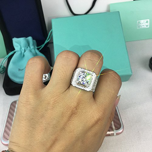 Lresjjiuj WENS-040002 925 Silver Cuble Zirzon Diamond Engagement Band Fo Men Charming Crystal Rings thumb #7