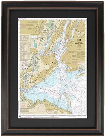 Framed Nautical Chart ;新しいYork Harbor