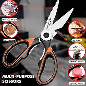 Magnificent Kitchen Scissor, Heavy Duty Scissors For Kitchen Use With Safety Cover & Extra Gift, Soft Grip & Multi-Functional Utility Scissors, Shears For Meat Poultry Herbs Cutting, Bottle Jar Opener
