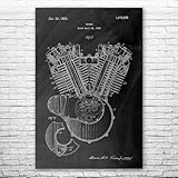 Motorcycle Engine Poster Print, Bike Shop Decor, Engine Blueprint, Bike Mechanic Gift, Biker Gift, Motorcycle Wall Art Black Chalkboard (8 inch x 10 inch)