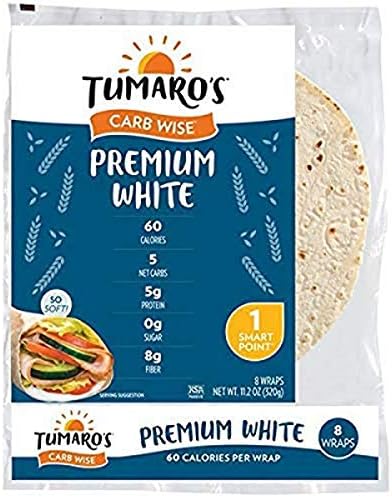 TUMAROS Tumaro's Carb Wise Premium White, 60 Calorie, 5 Net Carbs, 5g Protein, 0g Sugar, 8g Fiber,, 8Count (Pack Of 6)