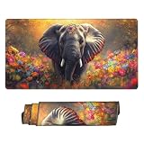 Tappetino per Mouse XXL 700 x 300 x 3 mm – Office Mousepad Fleurs éléphants – Controllo Preciso del Mouse Migliora la Velocità e la Precisione – Tenuta Stabile – Lavabile – per Ufficio e Casa g-460