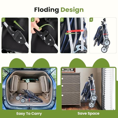 image for Smug Pet Stroller for Dogs and Cats, Foldable, Lightweight and Durable