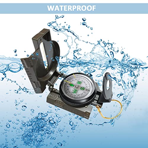 Mucxniiy Military Lensatic Sighting Compass, Boy Scout Compass For Kids, Waterproof And Shakeproof Hand Held Compasses With Whistle For Outdoor, Camping, Hiking, Military Usage, Gifts #TOP5