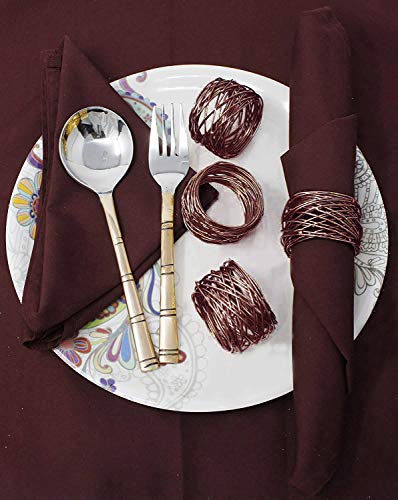 Image of SKAVIJ Handmade Twisted Wire Mesh Napkin Rings Holders Decor Dinner Party Wedding Thanksgiving Christmas Gathering (Brown 12pcs)