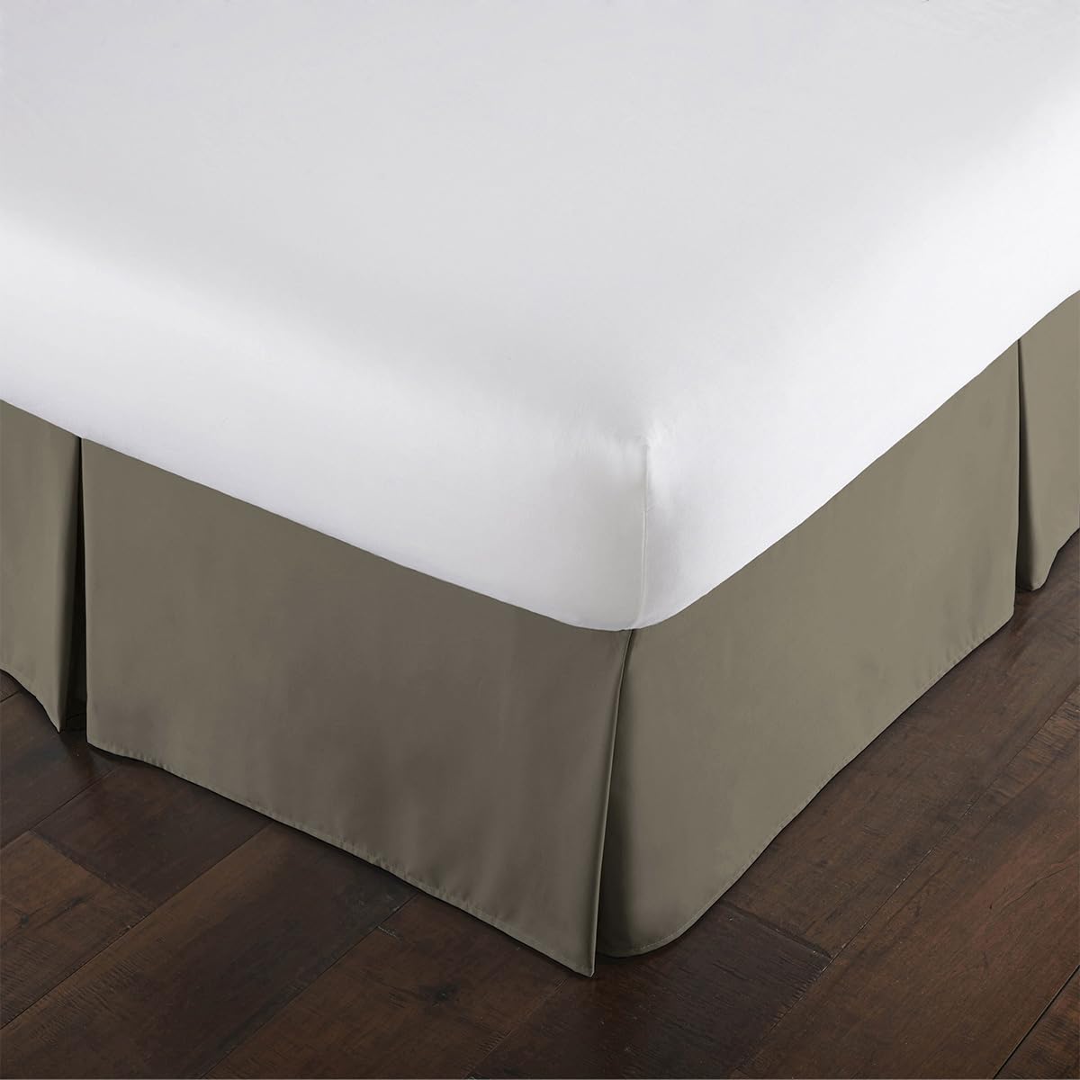 Southshore Fine Living, Inc. Hotel Quality Twin Bed Skirt - 14" Drop, Elegant Pleated Design, Premium Dust Ruffle/Twin Size Bed Skirt, Easy Care, Luxury Bed Skirt Twin Size, Dark Taupe