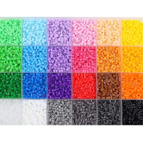 8400 Pcs Fuse Beads Kit 24 Everyday Core Colors (2.6mm Mini Beads), 350 Pcs Per Color, Bulk Perler Beads Kits with Storage Case, for DIY Crafting, School Projects, Daily Art Supplies, Creative Making by Focart - Used condition - US$8.35