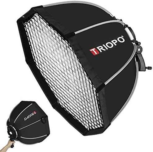 Triopo KS55 Portable Softbox 21.6in / 55cm Speedlite Octagon Umbrella Softbox with Honeycomb Grid Outdoor Flash SoftBox for Godox TT600 TT685 TT685II V860 V860II YONGNUO NEEWER Flash (KS55)