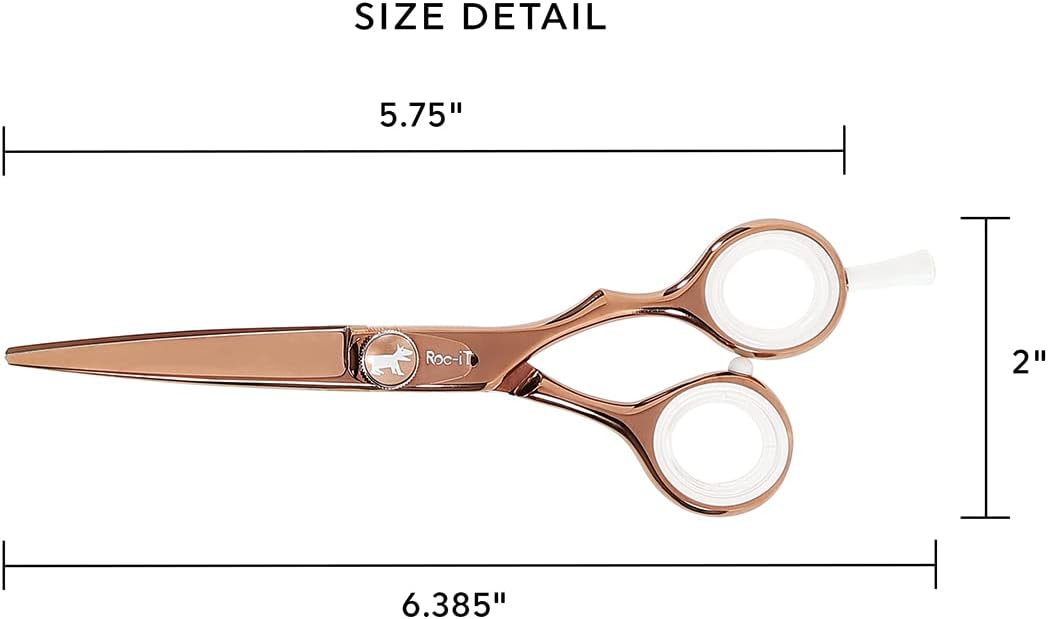 Cricket Centrix Roc-It Dog 5.75” Titanium Shear Professional Stylist Hair Cutting Scissor Lightweight, Rose Gold