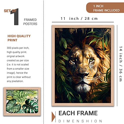 Image of kotart Modern Wall Art Framed Painting for Wall Decoration - Wall Paintings for Living Room, Bedroom Combo30 (Green, Framed) Set of 5 (Art 8)