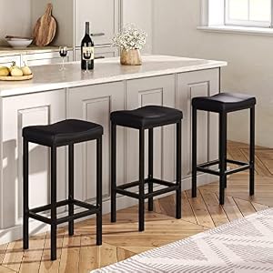 HOOBRO Bar Stools Set of 2 Bar Chairs Counter Height Stools Saddle Stools with Curved Surface Kitchen Stools 248 Inches 24 Thick Upholstery for Kitchen Dining Room Cafe Black BB10BY01