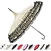 Outgeek Pagoda Umbrella Anti-Uv Parasol Sunproof Lace Trim with Hook Handle