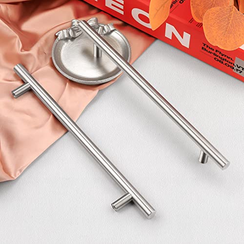 Image of Probrico 5 Pack|7-9 /16 inch Hole Centers Drawer Handles for Modern Kitchen Cabinet T Bar Drawer Handles Brushed Nickel Finish, Stainless Steel Cabient Hardware