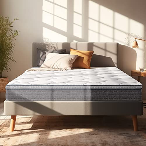 Natsukage 10 Inch Queen Mattress Memory Foam Mattress Cooling Gel Infused Individual Wrapped Pocket Springs Innerspring Mattress In A Box Certipur-Us Certified Mattress Pressure-Relieving #TOP6