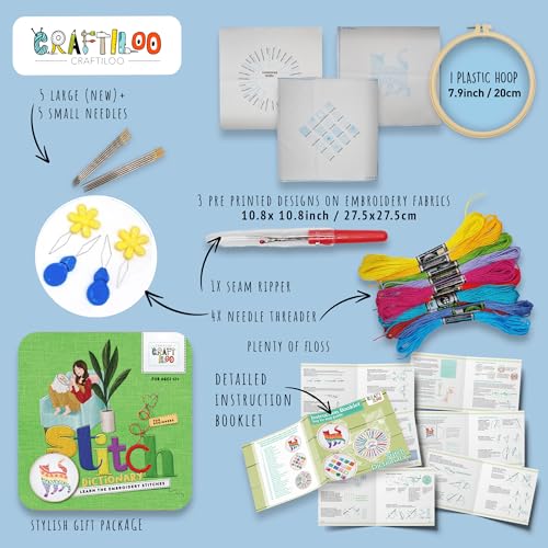 Image of CRAFTILOO Embroidery Kit for Beginners Cross Stitch Kits for Beginners Embroidery Kits for Adults Cross Stitch kit Beginner Embroidery kit for Adults Cat