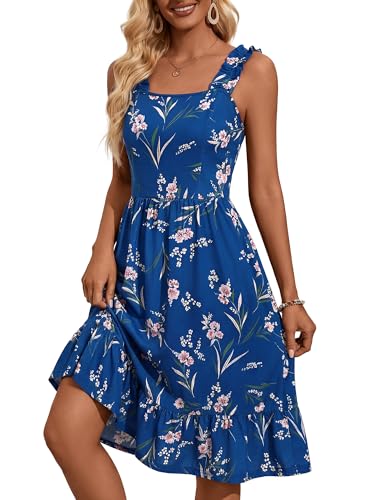Image of ZABERRY Summer Sun Dresses for Women 2026 Sundress Spring Midi A Line Floral Flowy Vacation Cute Petite Milkmaid Baby Shower Cottage Core Dress