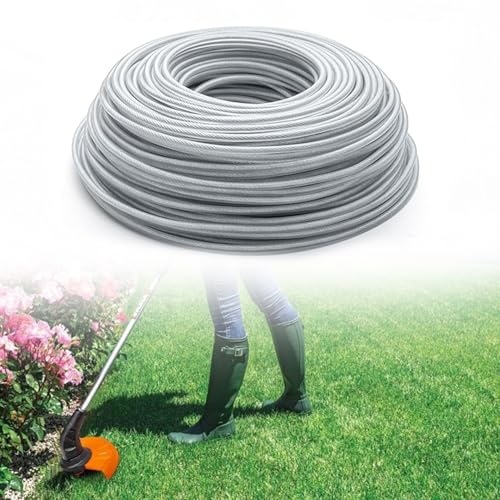 Begonia Hilo de corte de 3,0 mm x 40 m con núcleo de metal, hilo de alambre de acero, desbrozadora de hilo de nailon de acero para desbrozadora, hilo de corte Makita para hierba, jardín, hierba y