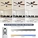 JSAITEE Ceiling Fans with Lights, 42 Inch Low Profile Ceiling Fan with Light and Remote Control, Flush Mount, DC Reversible Motor, Noiseless, Brown 6 Speeds Ceiling Fan for Bedroom